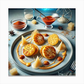 A Beautifully Presented Fusion Dish Named Tteokbokki Rosti 1024x1024 Canvas Print