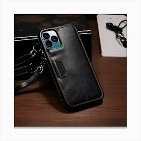 A Photo Of A Black Iphone 13 Case Canvas Print