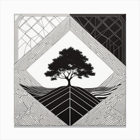A Black And White Artwork, Fuses Of Nature And Minimalism Depict Canvas Print
