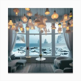 Room With A View to winter sea and rocks Canvas Print