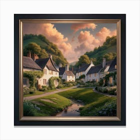 Village By The Stream Canvas Print