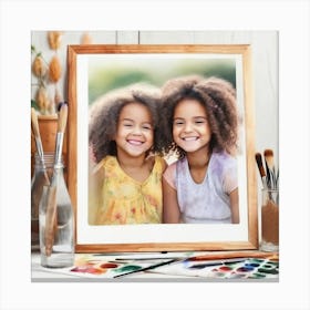 Two Girls Smiling Canvas Print