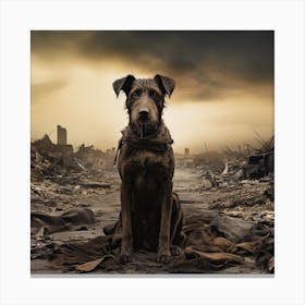 Dog In The Rubble Canvas Print