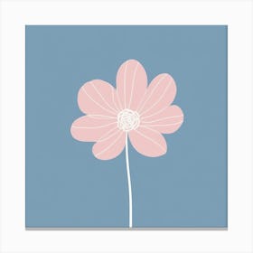 A White And Pink Flower In Minimalist Style Square Composition 535 Canvas Print