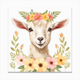Floral Baby Goat Nursery Illustration (19) Canvas Print