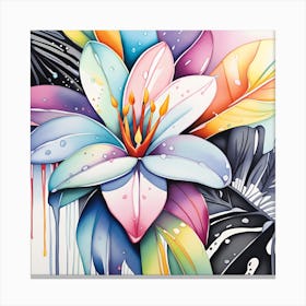 Lily Painting Monochromatic Watercolor Canvas Print
