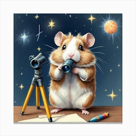 Hamster With Telescope 1 Canvas Print