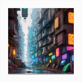 Ultra Dense Slum With Tangled Waste And Wires Canvas Print