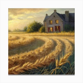 Wheat Field At Sunset Canvas Print