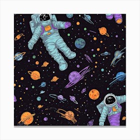 Astronaut Illustration Kids Room 3 Canvas Print