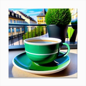 Cup Of Coffee On The Balcony Canvas Print