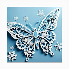 Butterfly With Snowflakes 1 Canvas Print