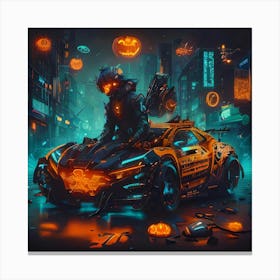 Pumpkin Car (Cyberpunk37) Canvas Print