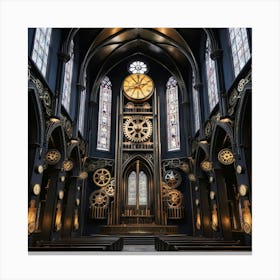 Clock In A Church Canvas Print