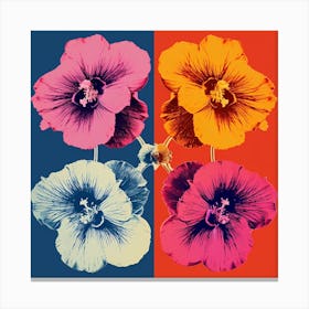 Andy Warhol Style Pop Art Flowers Hollyhock 2 Square Canvas Print