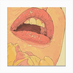 Close Up Of A Woman'S Mouth Canvas Print