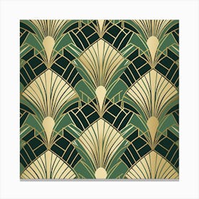 Art Deco inspired wallpaper pattern featuring stylized palm leaves and geometric shapes Canvas Print