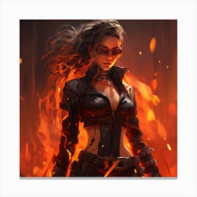 Sexy Girl In Flames Canvas Print