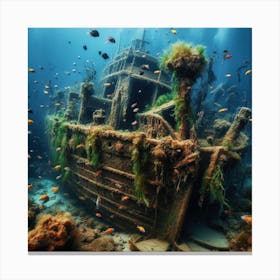 Shipwreck Underwater Canvas Print