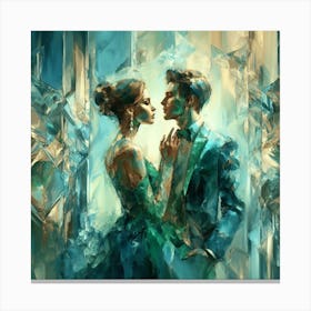 Couple in a hall with crystal texture Canvas Print