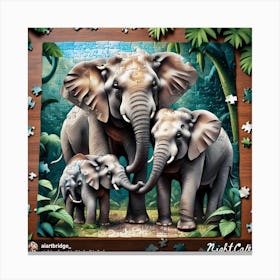 Elephants In The Jungle Canvas Print