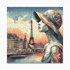 Abstract Puzzle Art French woman in Paris 8 Canvas Print