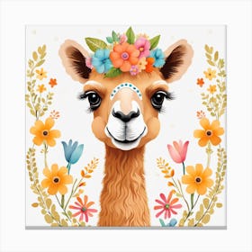 Floral Baby Camel Nursery Illustration (12) Canvas Print