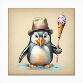 Penguin Ice Cream 1 Canvas Print