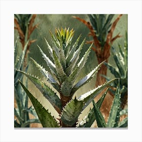 Leonardo Lightning Xl Watercolor Art A White Aloe Plant With G 1 Stampe su tela