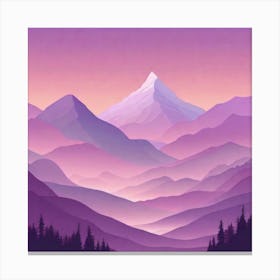 Misty mountains background in purple tone 7 Canvas Print