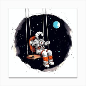 Astronaut On Swing Canvas Print