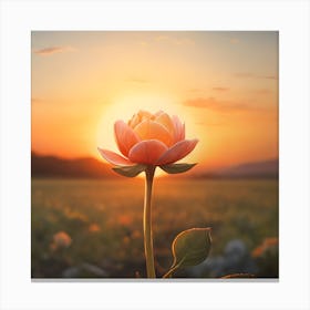 Lotus Flower At Sunset 2 Canvas Print