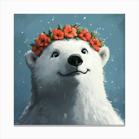 Polar Bear With Flowers 1 Lienzo