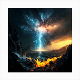 Impressive Lightning Strikes In A Strong Storm 22 Canvas Print