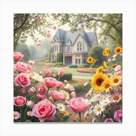 Roses In The Garden 4 Canvas Print