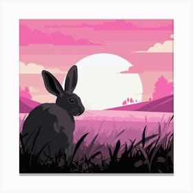 Grey Rabbit And The Pink Sunset Canvas Print