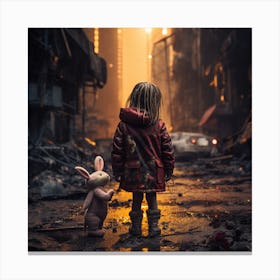 Little Girl In The City Canvas Print