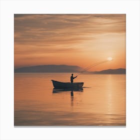 Fishing At Sunset Canvas Print