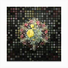 Vintage Yellow Rose Flower Wreath on Dot Bokeh Pattern n.0285 Canvas Print