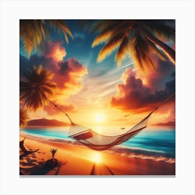 Hammock On The Beach Canvas Print