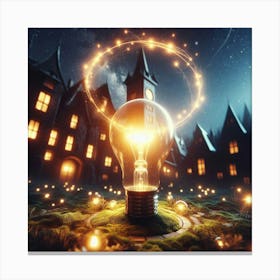 Light Bulb In The Night Canvas Print