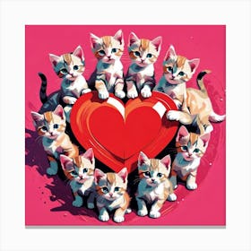 Valentine'S Day Kittens Canvas Print