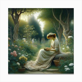 Lady In The Garden 1 Canvas Print