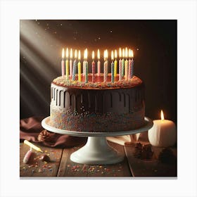 Birthday Cake With Candles 3 Canvas Print