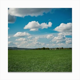 Green Field With Clouds Canvas Print
