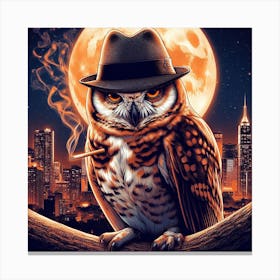 Owl In Hat 4 Canvas Print