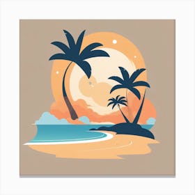 Palm Trees On The Beach Canvas Print