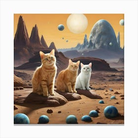 Animated Images Of Cats Having Fun In On Alien Planet 3 Canvas Print