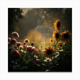 Sunflowers In The Garden Canvas Print