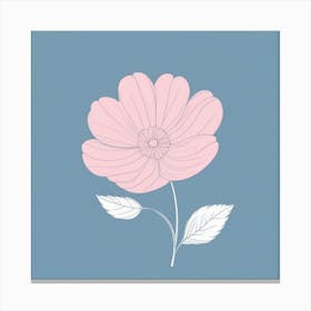 A White And Pink Flower In Minimalist Style Square Composition 722 Canvas Print